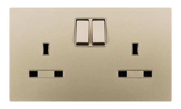 13A 2 Gang Single Pole Switched Socket Outlet with LED