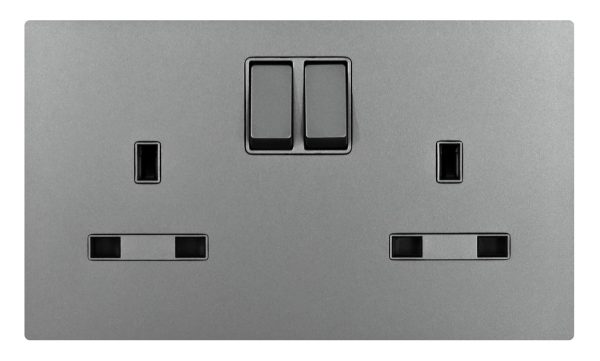 13A 2 Gang Single Pole Switched Socket Outlet with LED